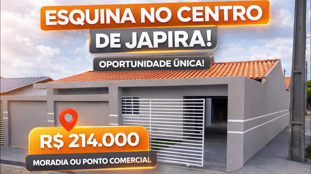 Casa de Esquina Imperdível Centro de Japira R$214mil