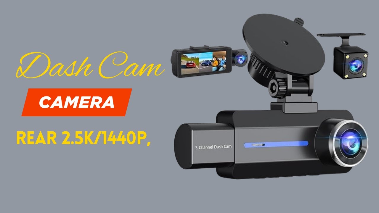 Видеорегистратор (передний и задний) 2.5K/1440P – 3-канальная система видеонаблюдения для автомоб...