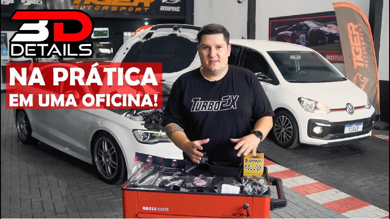 Peças de carro feitas em impressão 3D em uso na Oficina Tiger Motorsport - 3D Details