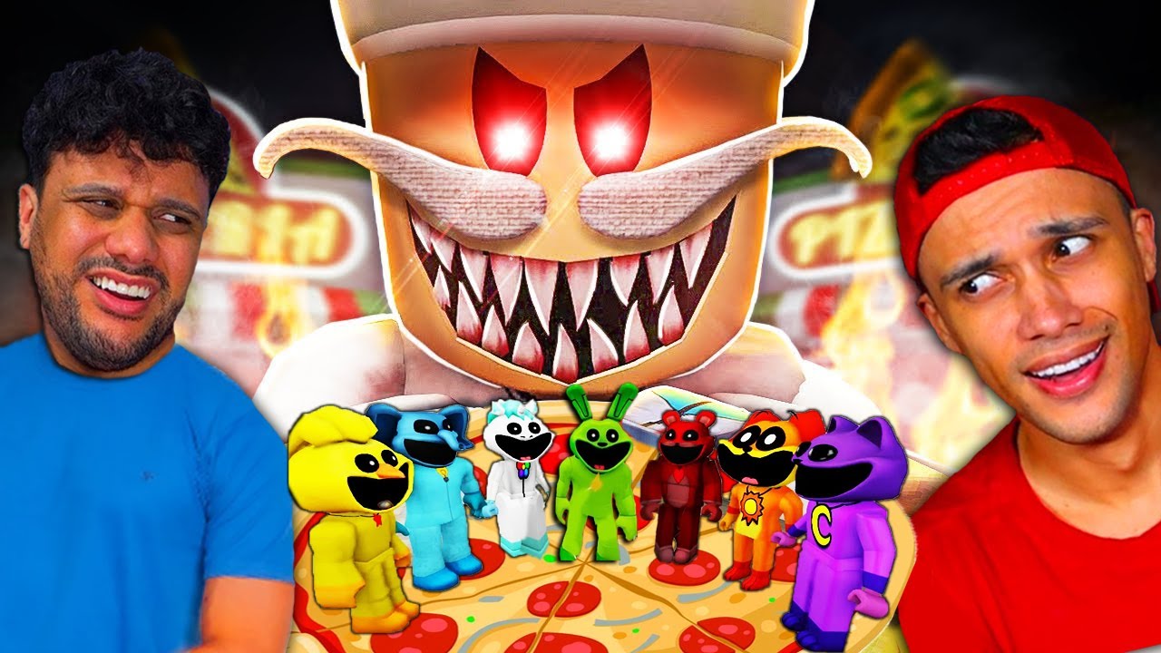 🍕FICAMOS PRESOS NA PIZZARIA DO PAPA PIZZA COM TODOS OS SMILLING CRITTERS CATNAP E DOGDAY NO ROBLOX