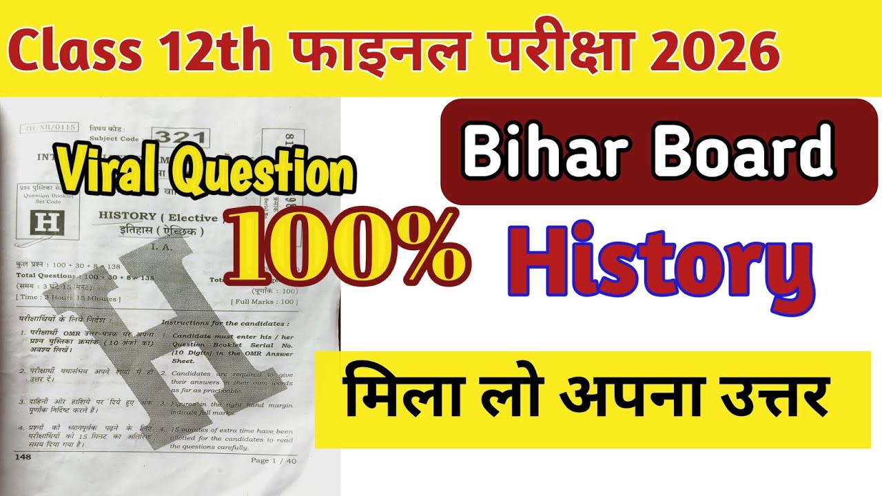 Intermediate Exam 2026 History Set Code H 😱 | Class 12 History Elective Question Paper Review