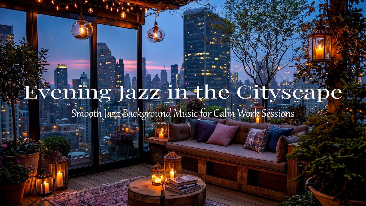 Evening Jazz in the Cityscape | Chill Piano Jazz in City View Balcony for Sleep & Calm