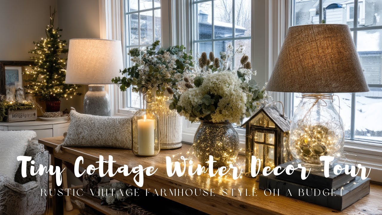 Tiny Cottage Winter Decor Tour ❄️| Rustic Vintage Farmhouse Style on a Budget