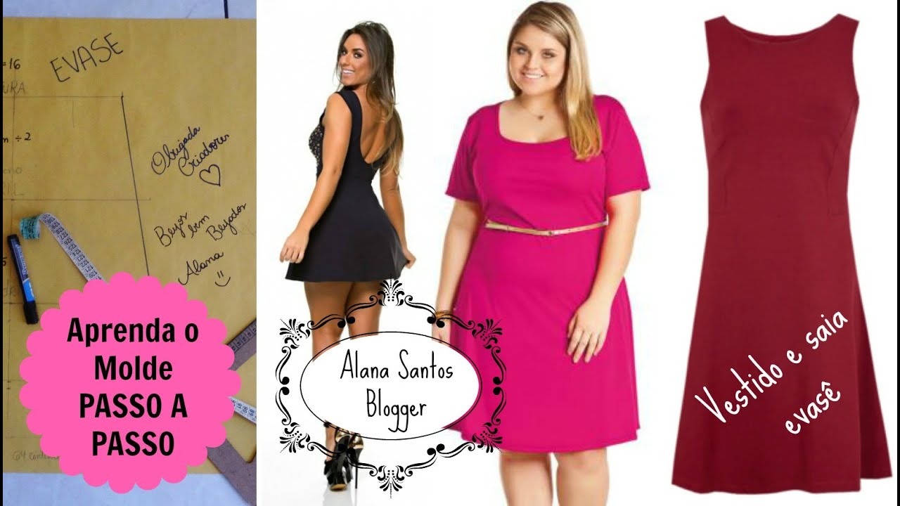 Molde de vestido e saia evasê Alana Santos Blogger