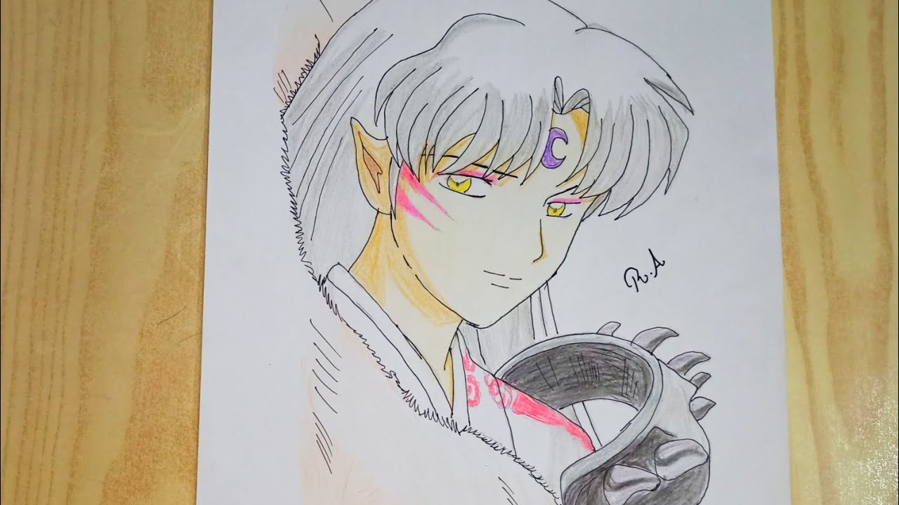 رسم سيشومارو من انمي انيوشا خطوة بخطوة- How to draw Sesshomaru step by step