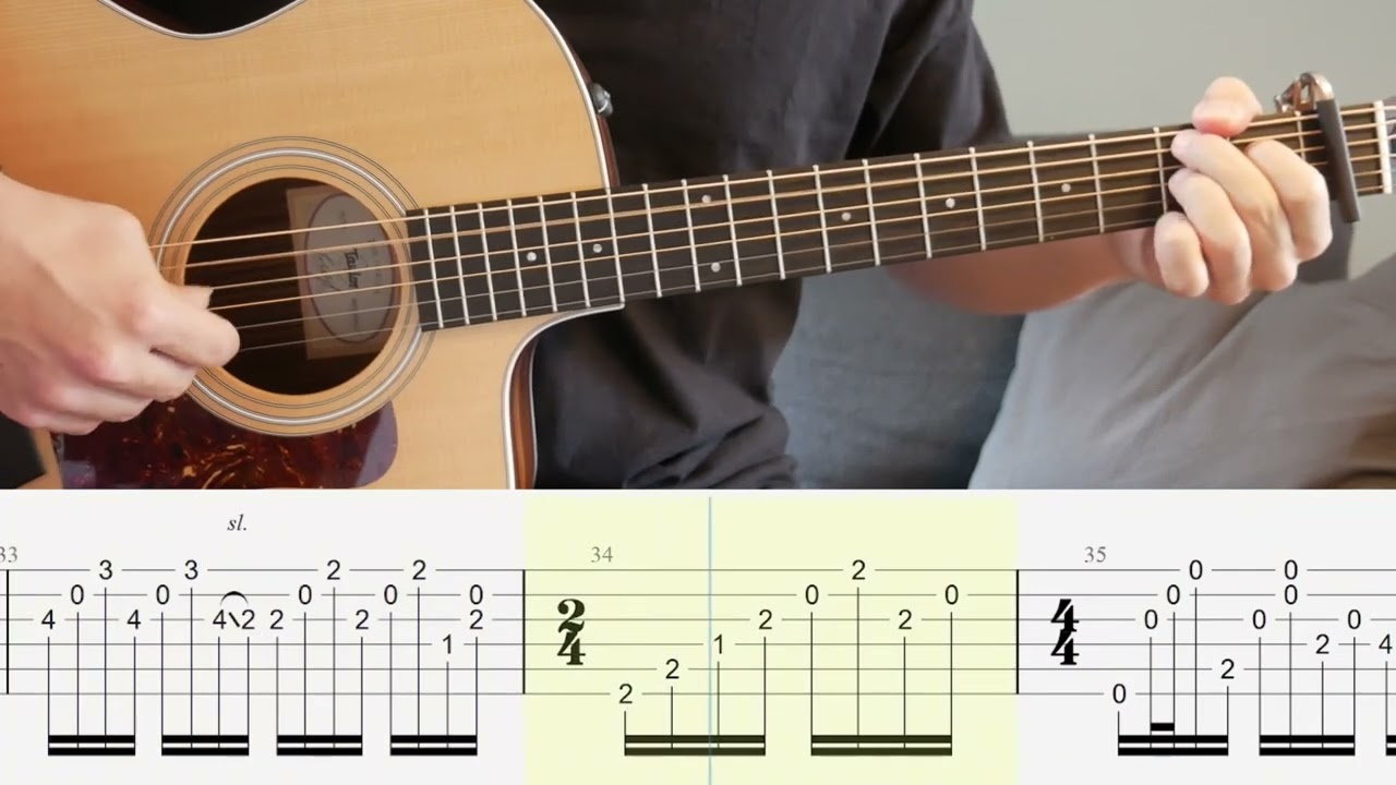 Diamonds and Rust - Joan Baez - Guitar Tutorial + TABS on screen