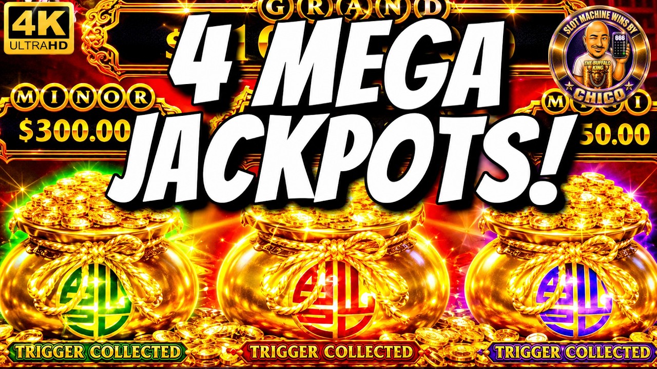 4 MEGA JACKPOTS on Fu Dai Lian Lian slot machines
