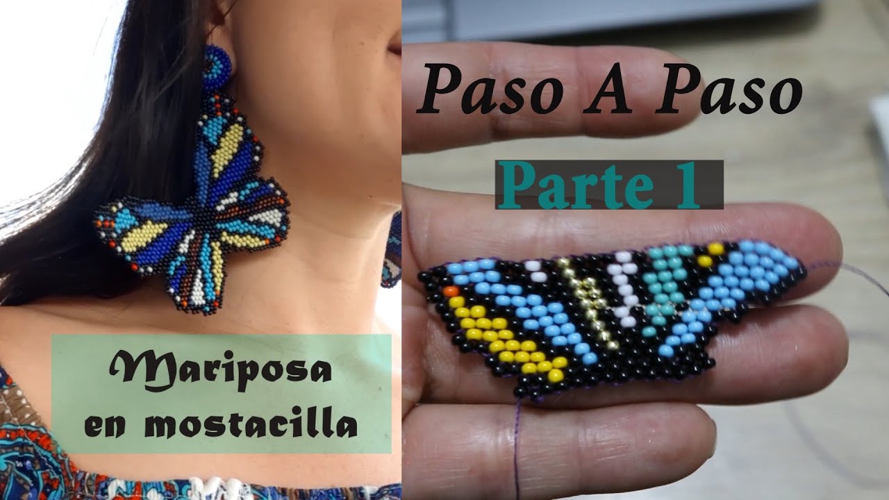 Como hacer maxi mariposa en mostacilla (paso a paso) Parte 1