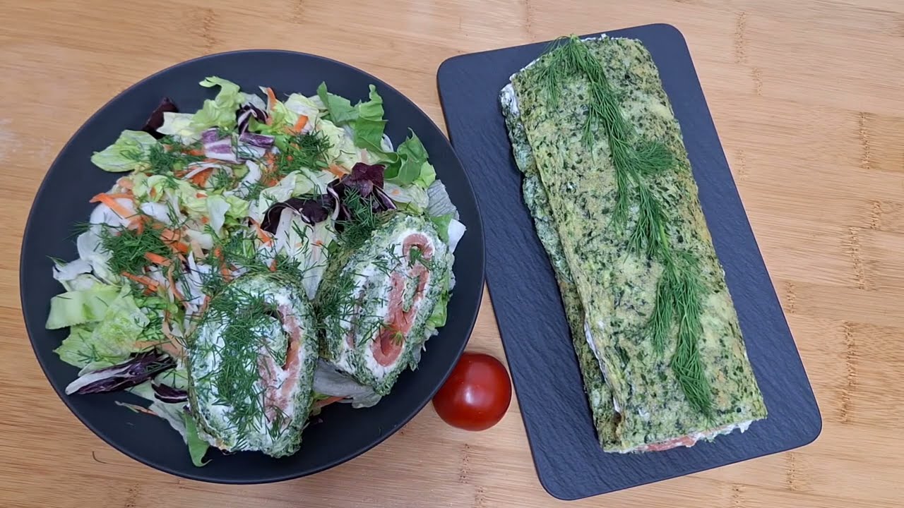 Die perfekte Rolle - Rolle aus dem Backofen aus Eier Spinat Lachs und Frischkäse #Tipp