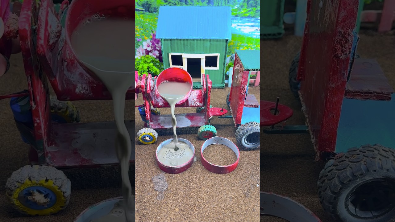 Mini Cement Pillar MakingWith Small Machine 🏗️ Amazing Mini Construction#shortsfeed #youtubeshorts
