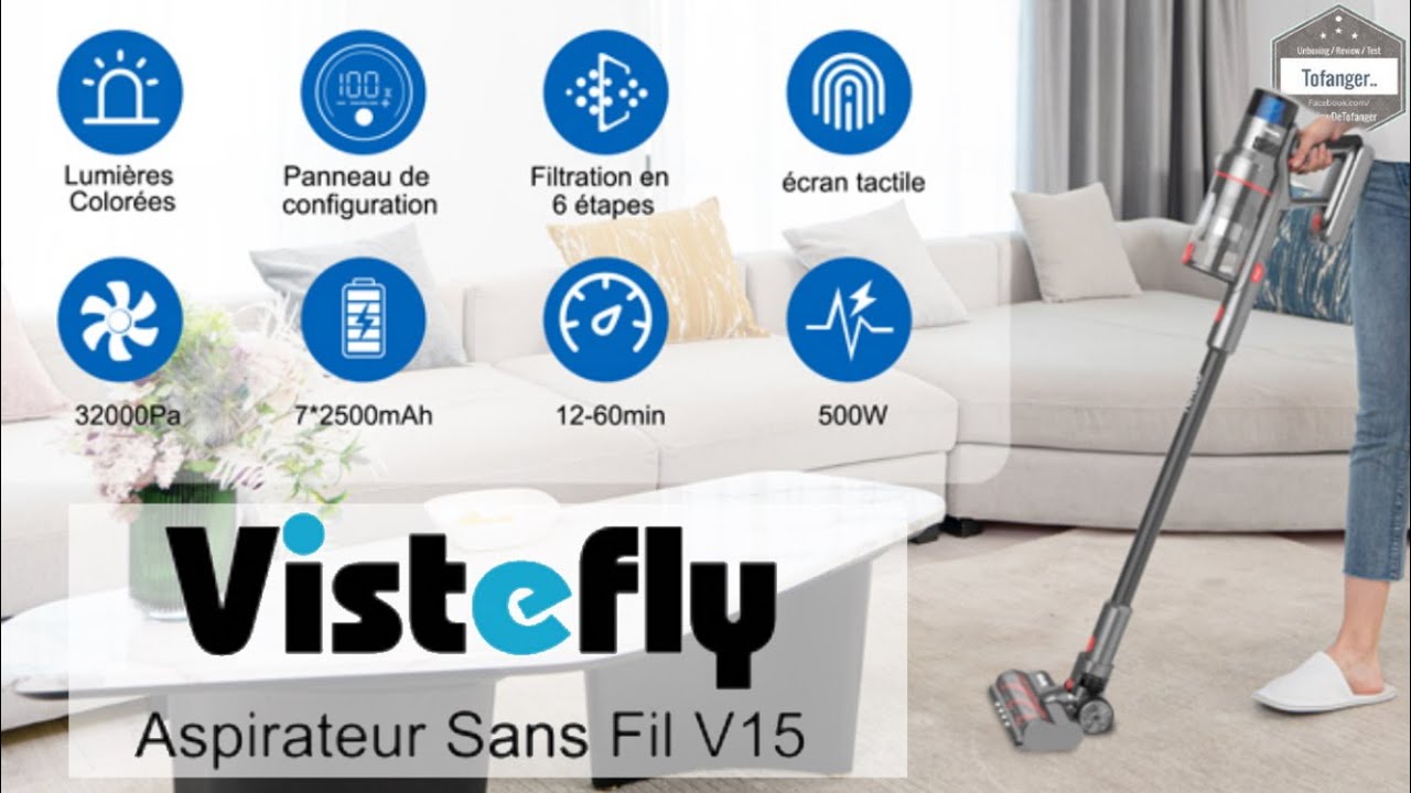 Аккумуляторный пылесос Vistefly V15 с сенсорным экраном 32000 Па и 500 Вт - Распаковка