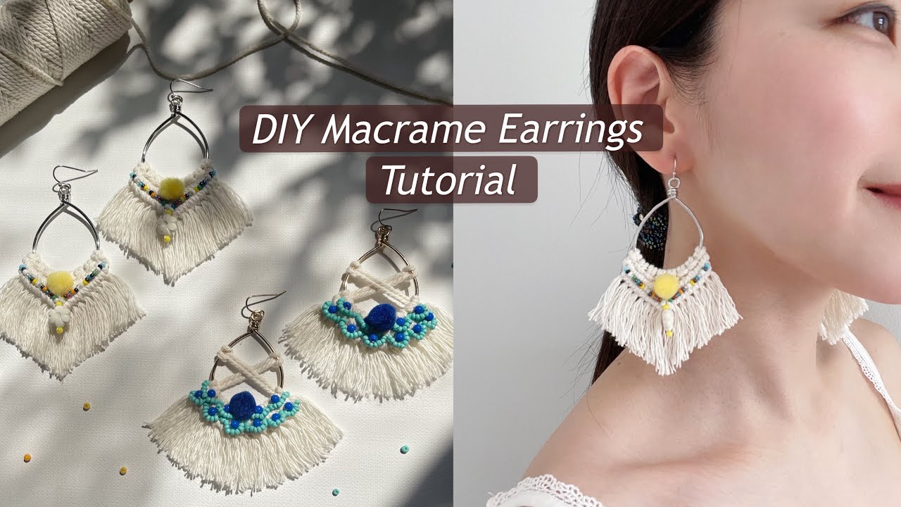 DIY/Macrame Earrings/Macrame Earrings Tutorial/Boho Macrame Earrings/Step By Step Tutorial/編織耳環教學