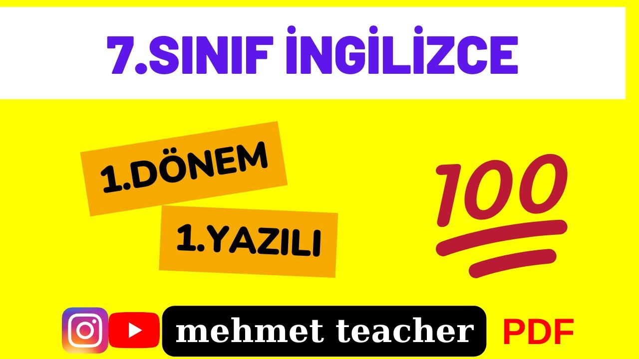 7.SINIF İNGİLİZCE 1.DÖNEM 1.YAZILI