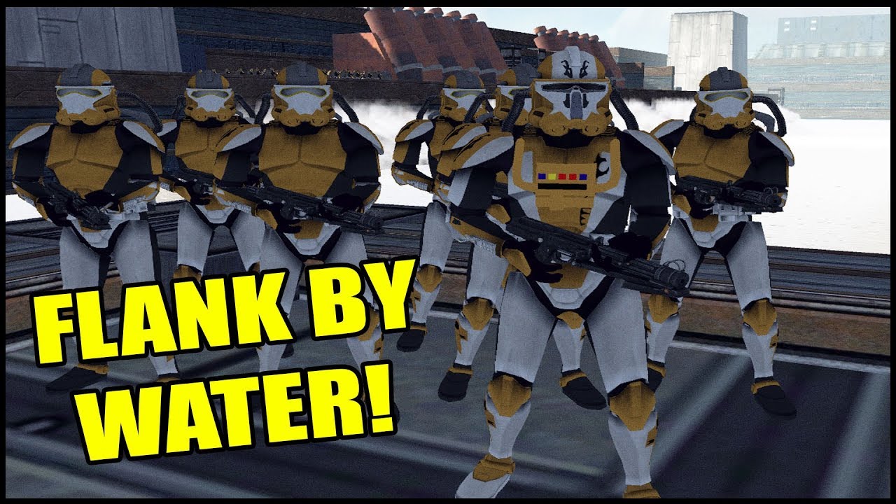 Commander Monnk Flanks Dooku's Army by Water! - Men of War: Star Wars Mod Battle Simulator