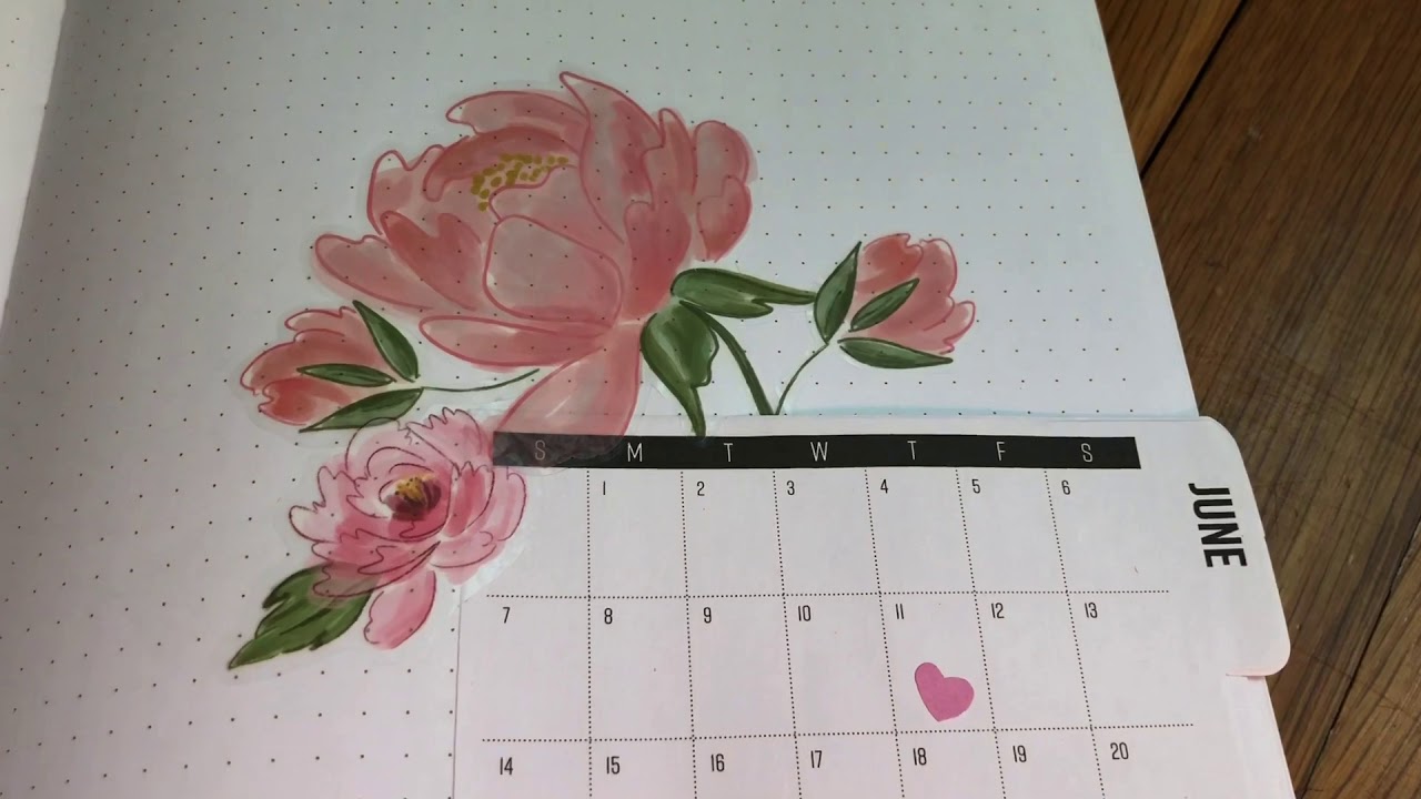 June 2020 Roses Bullet Journal / Pink Roses Theme