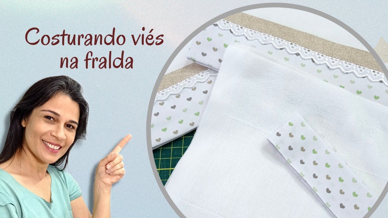 Como costurar viés de tricoline em fralda de tecido para bebê.