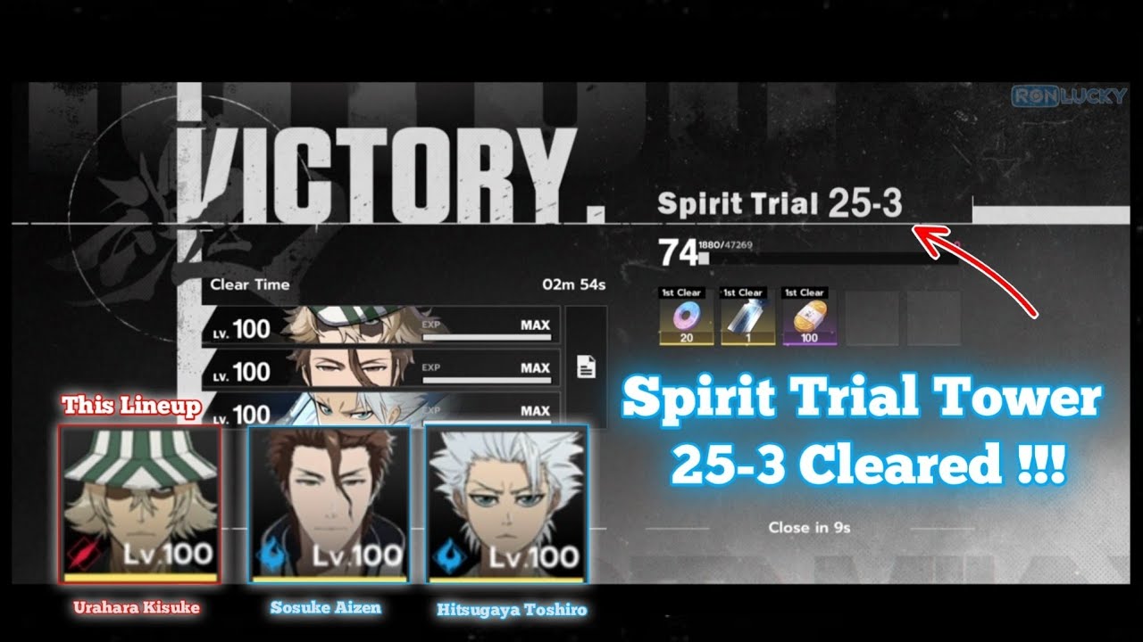 Spirit Trial Tower 25 -3 Cleared | Urahara, Aizen, Toshiro | Bleach Soul Resonance | SEA