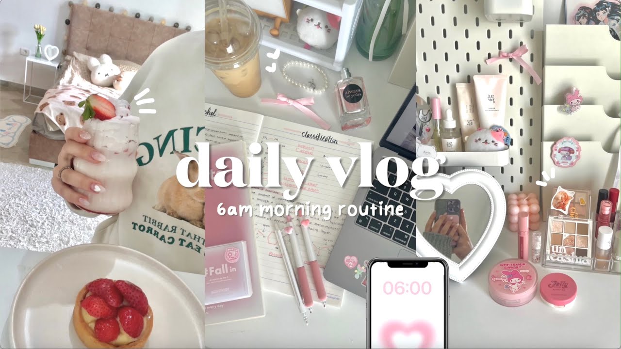 study vlog 🎀 6am morning routine, going out with friends, lots of studying + coffee