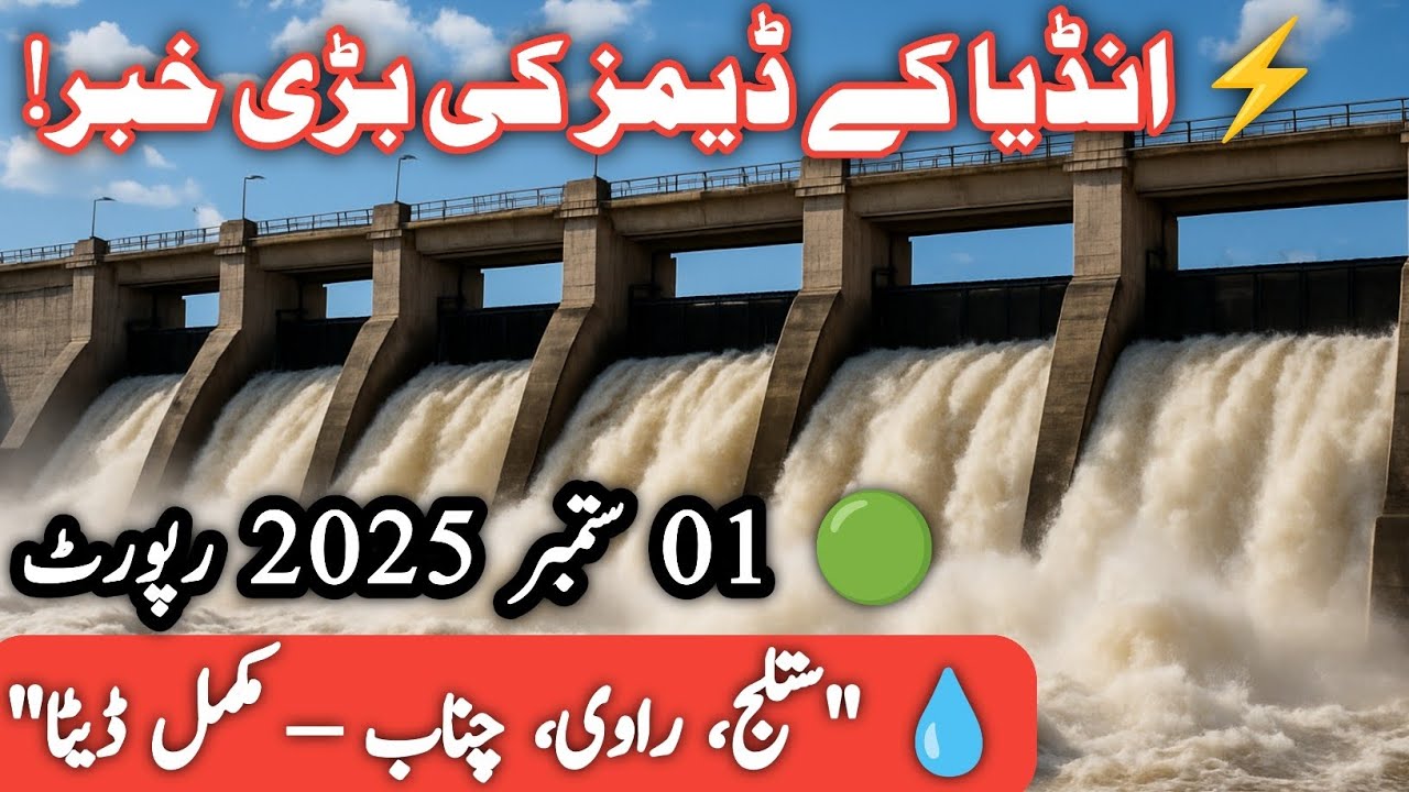Pakistan Rivers Water Flow Report | Sutlej, Ravi & Chenab Latest Data | Dams & Headworks 01 Sep 2025