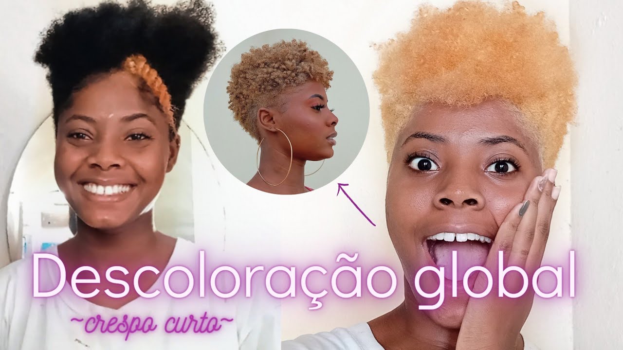 Descoloração global em casa  cabelo crespo ~ tapered cut