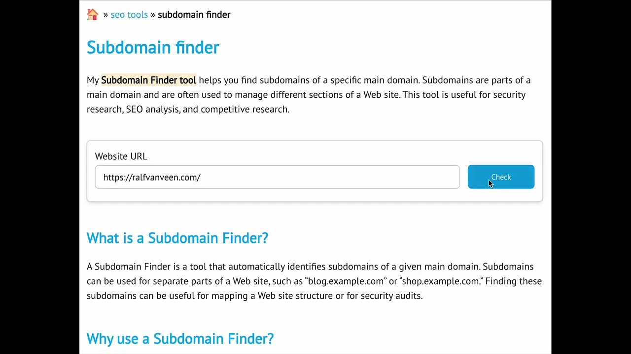 Subdomain finder - Free SEO tool