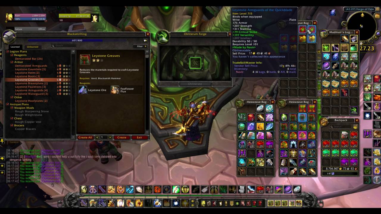 Obliterum Blacksmithing WoW Obliteration of ALL 715 items