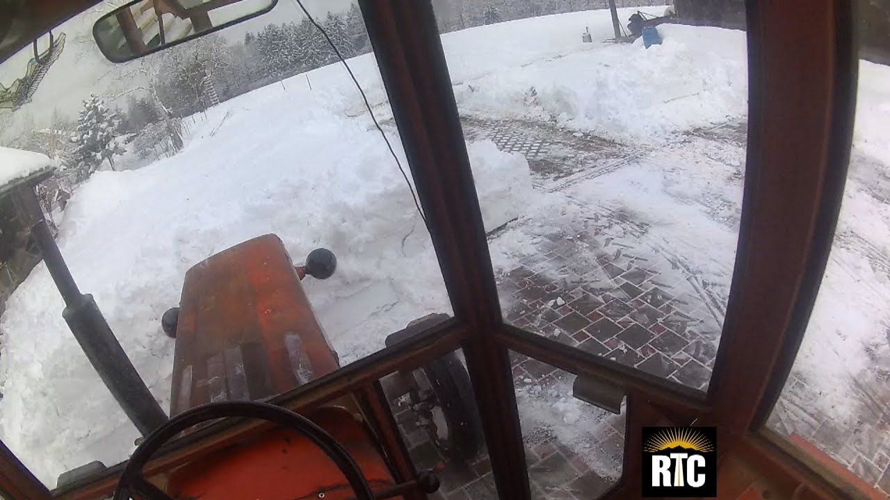 SNOW PLOWING With zetor 4712 and homemade snowplow/ cab view