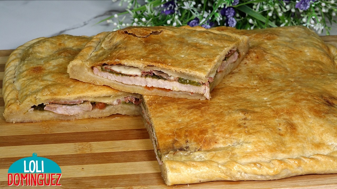 EMPANADA SERRANA CON MASA CASERA DE CERVEZA. Deliciosa, jugosa en el interior y una masa tierna.