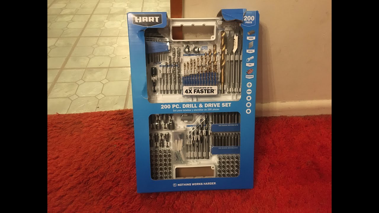 Walmart Clearance Hart 200 pc Drill and Drive set unboxing