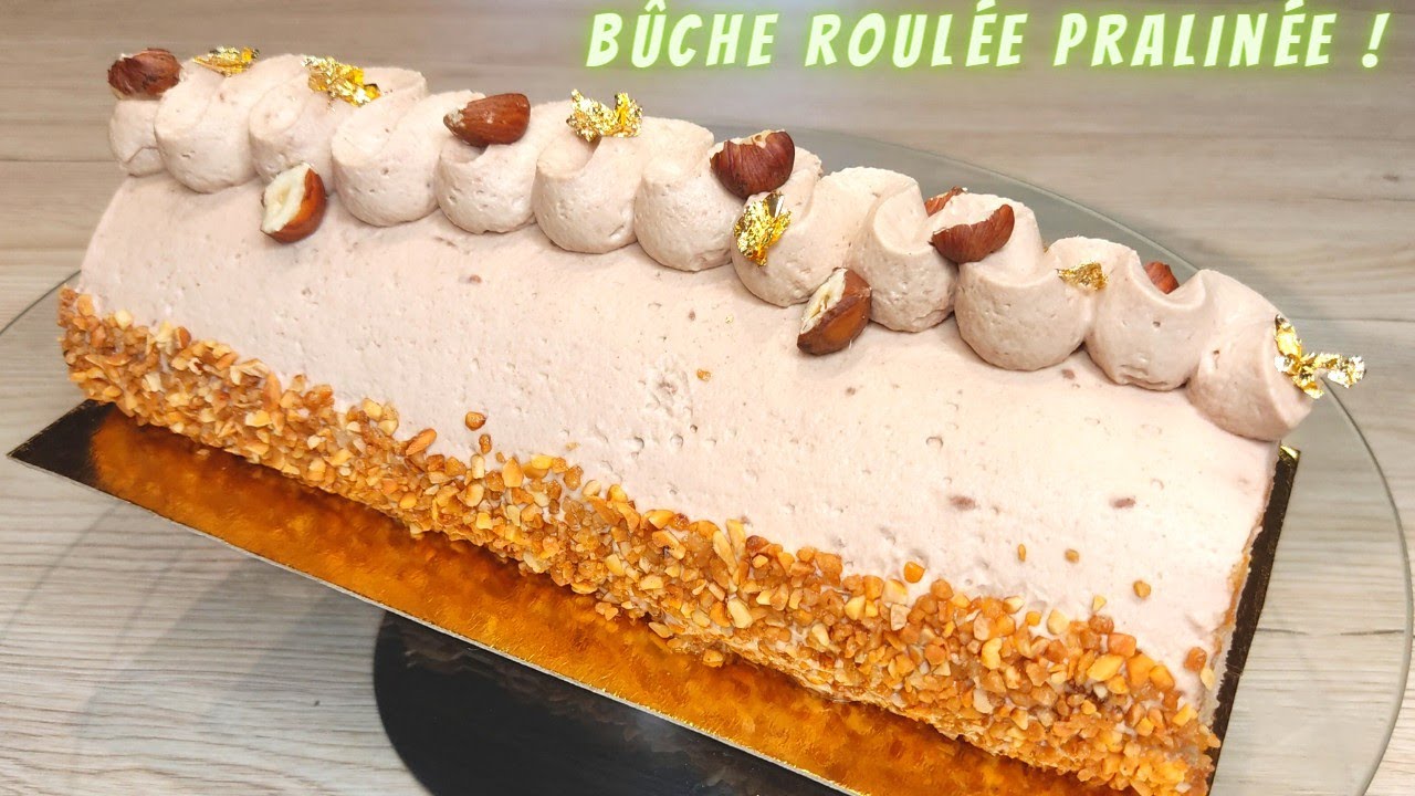 Bûche de Noël roulée pralinée 🎉#bûche #bûchedenoël #cookingbynissou