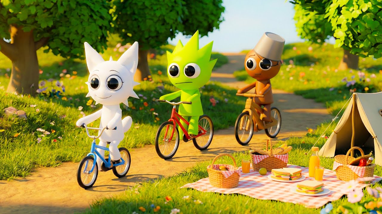 Outdoor Ride: What Happens When These Friends Hit The Picnic Road? 🚲🍇| Funny Sprunki Animation