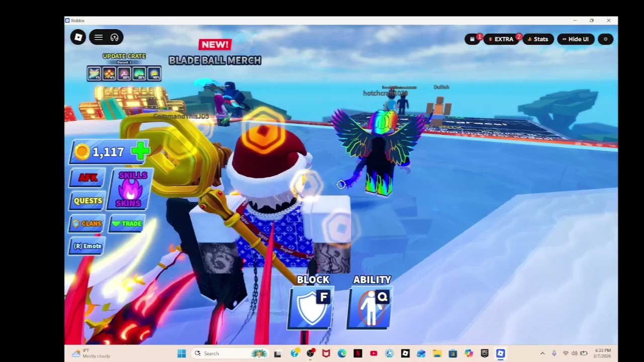 Playing blade ball with Adrian and Mark