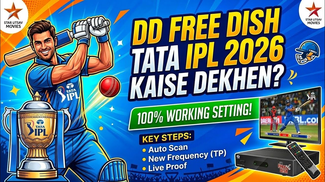 DD Free Dish Par IPL 2026 Kaise Dekhen? 🏏 | 100% Working Setting!