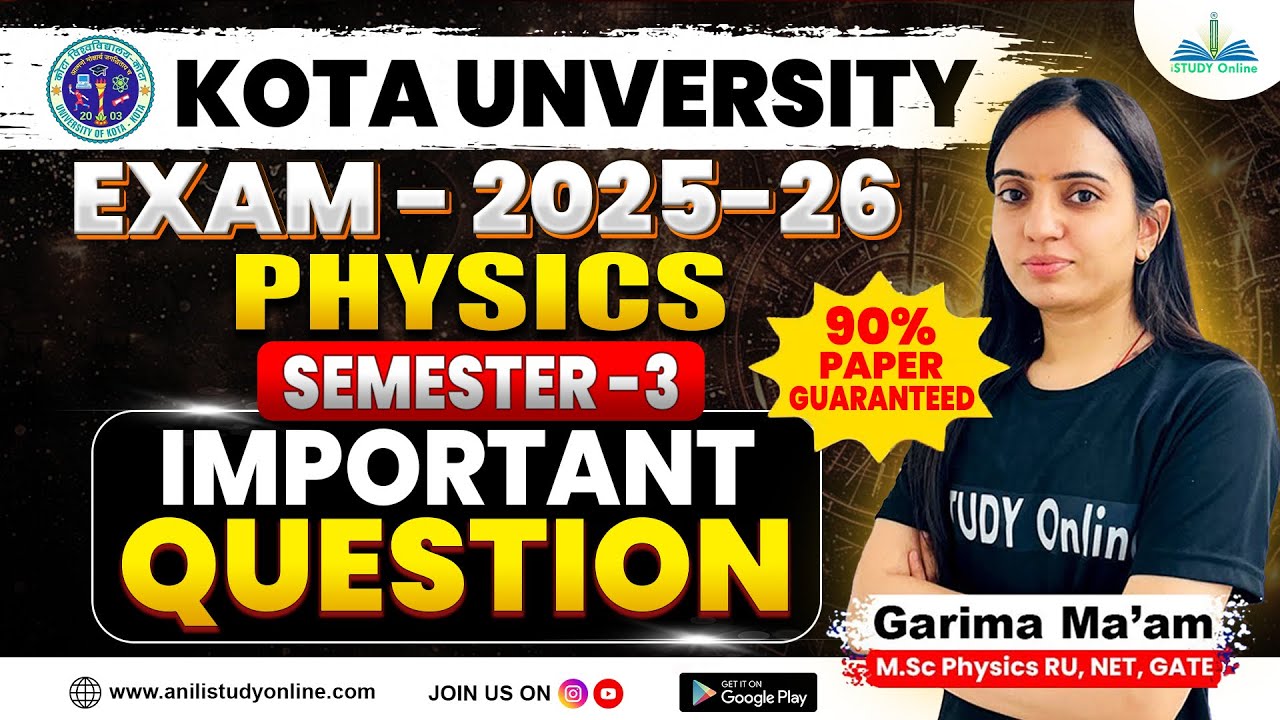 Kota University BSc 3rd Sem Physics Important Questions 2026 | Paper यहीं से आएगा! 🔥