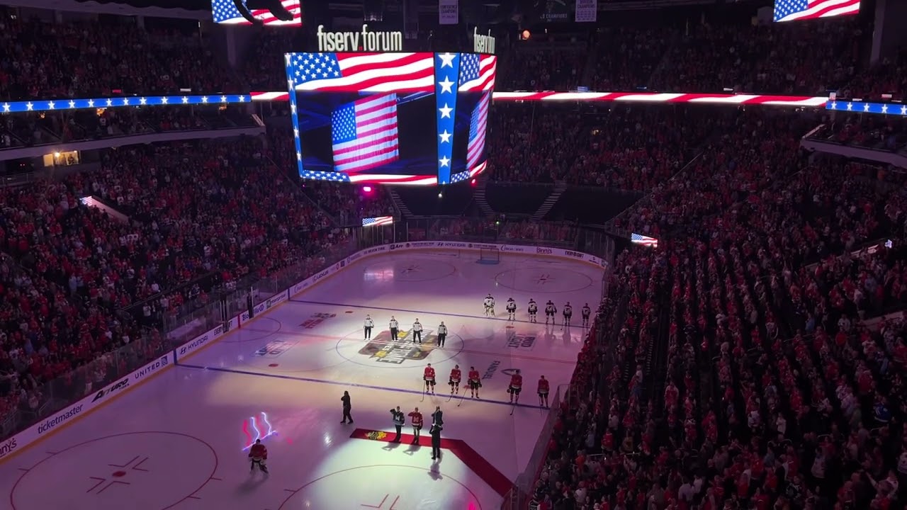 Jim Cornelison sings National Anthem @ Chicago Blackhawks game 2024 Home Away From Home in Milwaukee