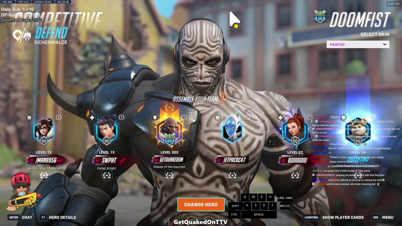GetQuakedOn SHOW HIS DOOMFIST SKILL! [Overwatch 2 Season 18]