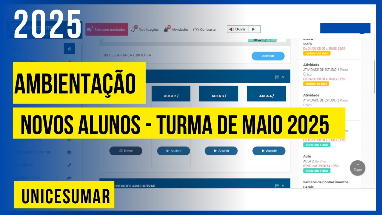 2025 Ambientação - Novos alunos - explicando a plataforma