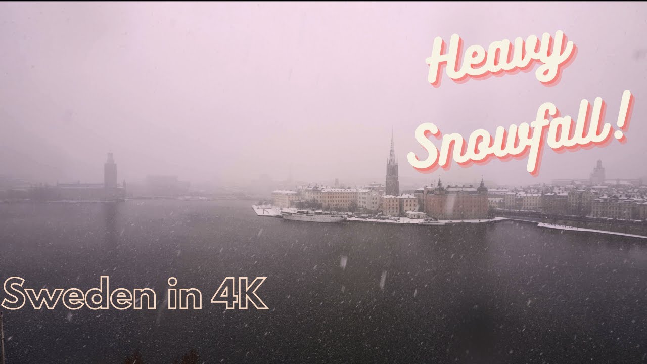 Walk in Stockholm during heavy snow, Sweden 2023 4k 50 fps