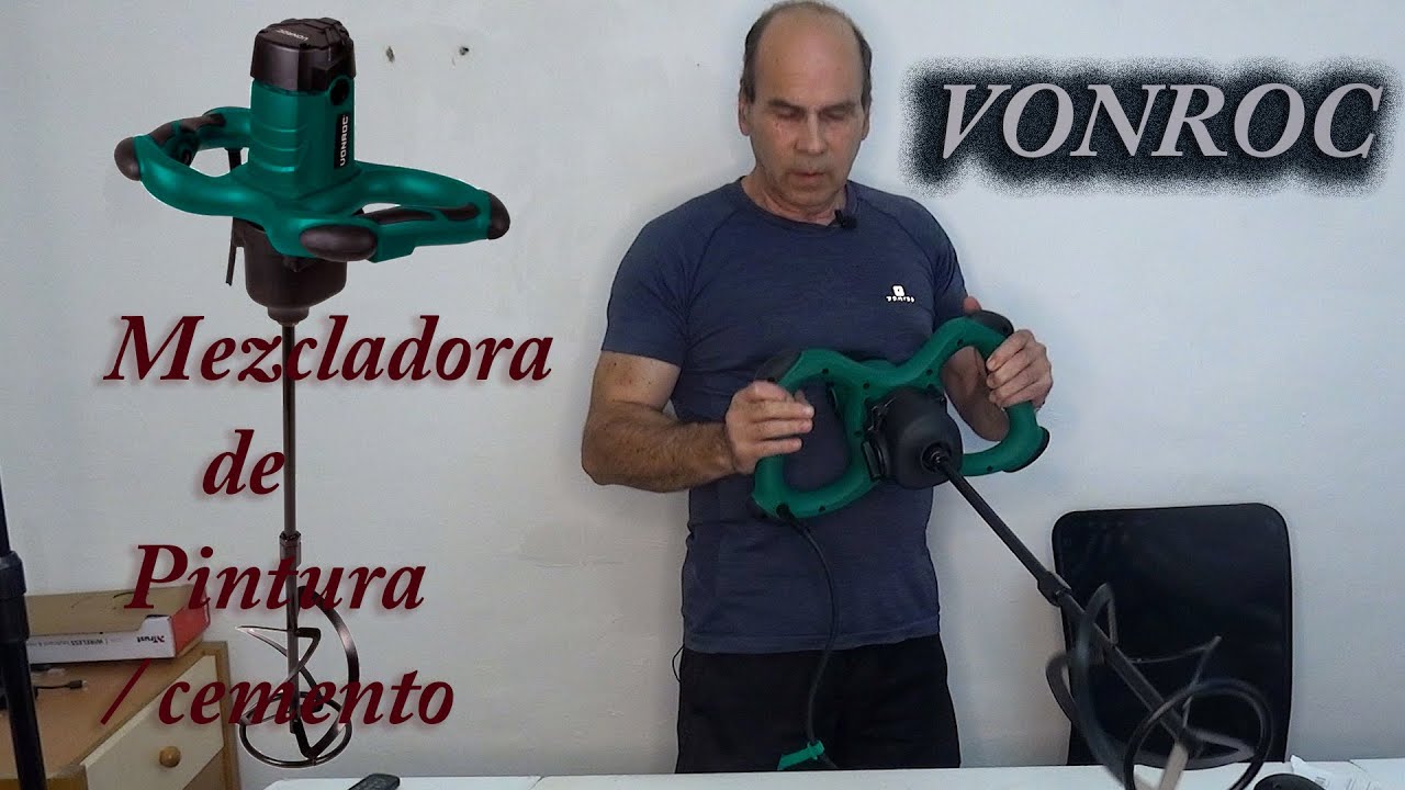 Mezclador de pintura/cemento VONROC de 1800W, 2 velocidades.