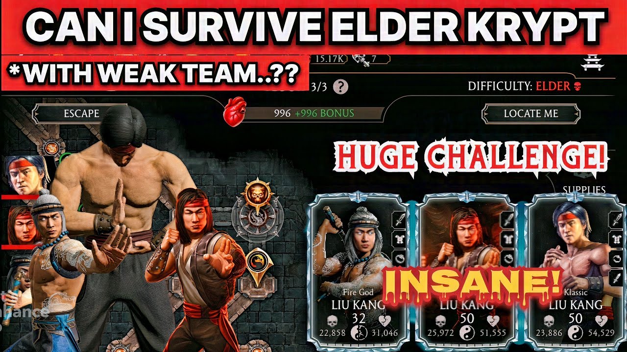 Can I survive elder krypt with weak Liu Kang team? | mk mobile krypt