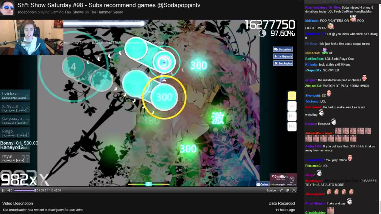 [Osu] Sodapoppin reacts to rrtyui's play of Image Material (with ReChat)