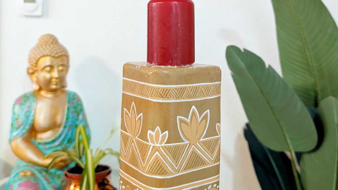 Rustic Pine Candle Holder – Hand-Painted Stone Finish