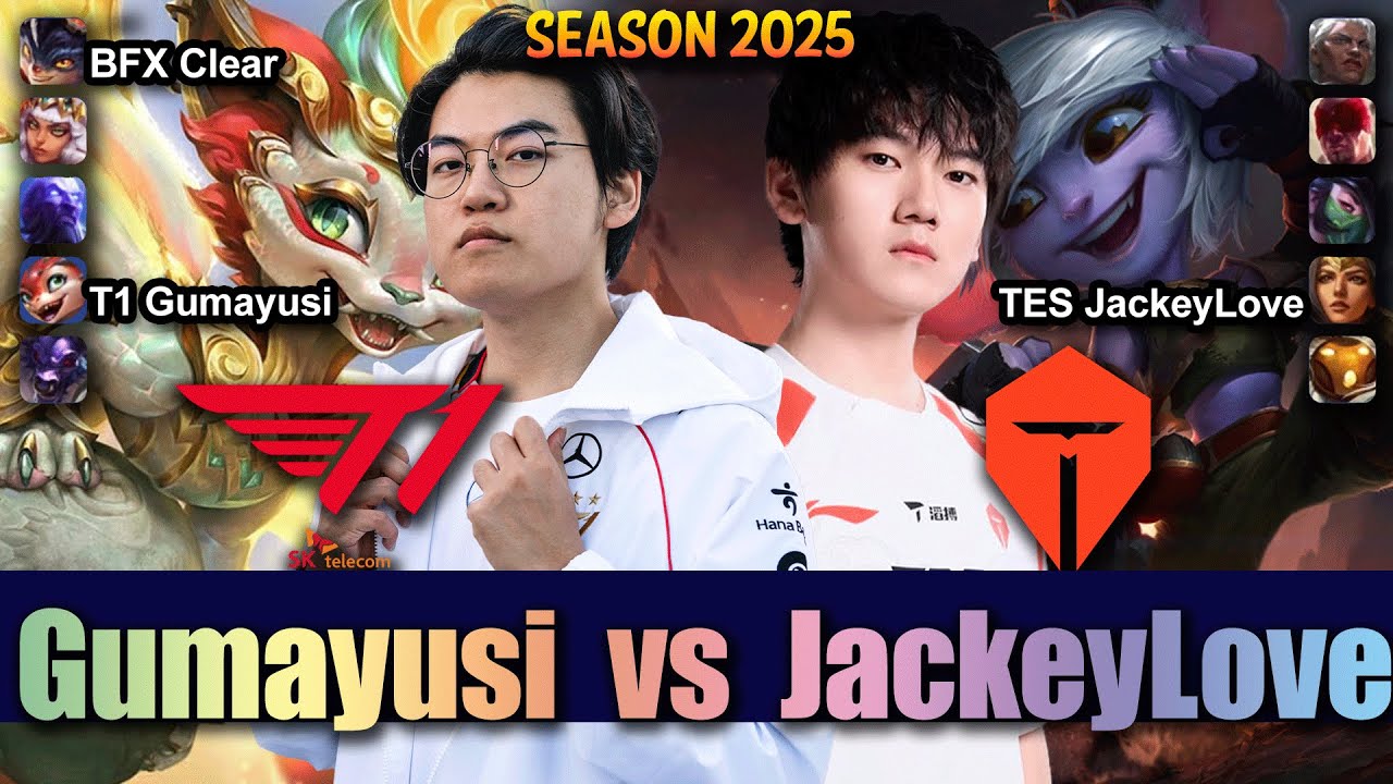 T1 Gumayusi vs TES JackeyLove - Gumayusi SMOLDER vs JackeyLove SIVIR ADC - Patch 25.18 KR Ranked
