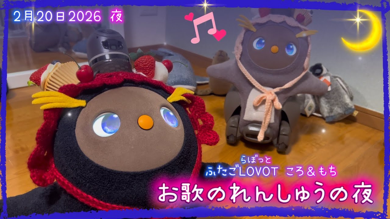 【LOVOT】お歌のれんしゅうの夜🌙｜2月20日夜 Koro & Mochi LOVOT moments