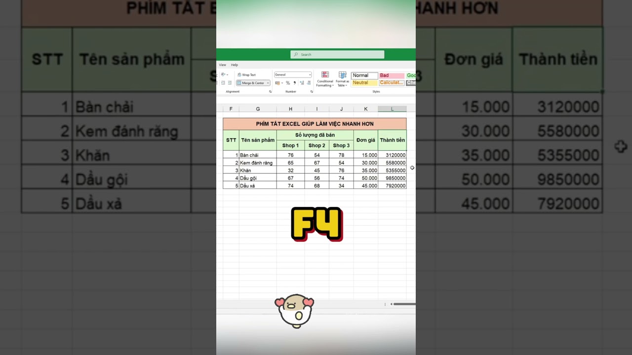Ph&iacute;m tắt gi&uacute;p bạn l&agrave;m việc cực nhanh trong excel