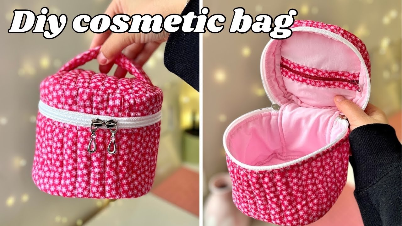 How to make a quilted makeup bag | طريقة خياطة حقيبة ماكياج خطوة بخطوة