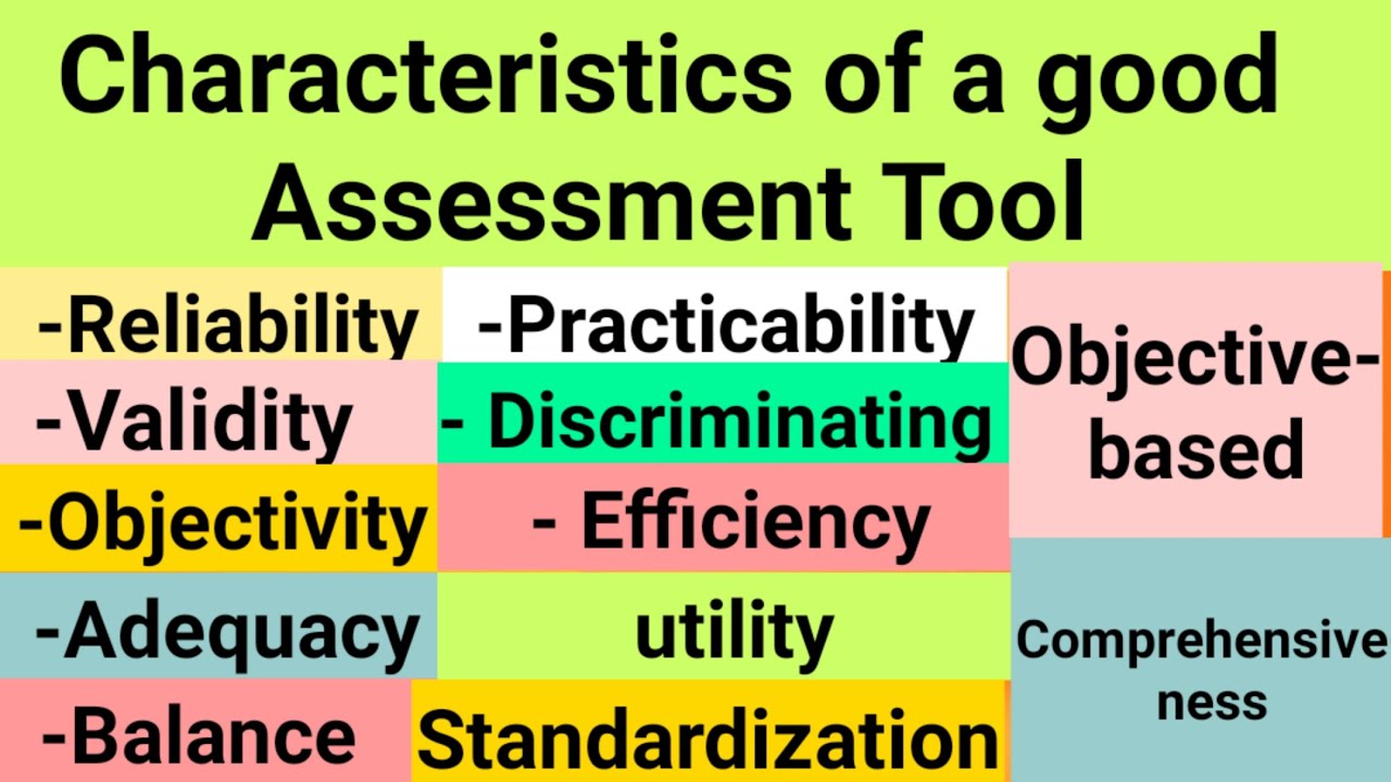 characteristics of good Assessment tool / For all teaching exams / Assessment and learning