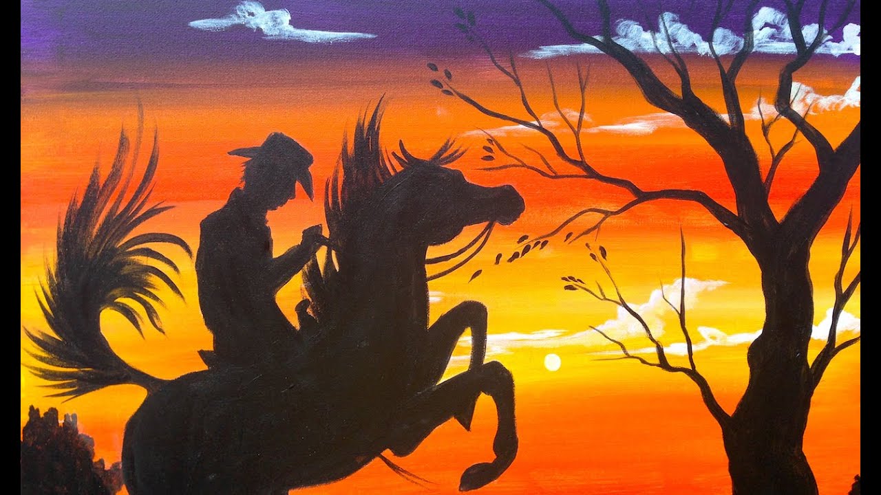 Easy Acrylic Painting | Cowboy at Sunset | The Art Sherpa | TheArtSherpa