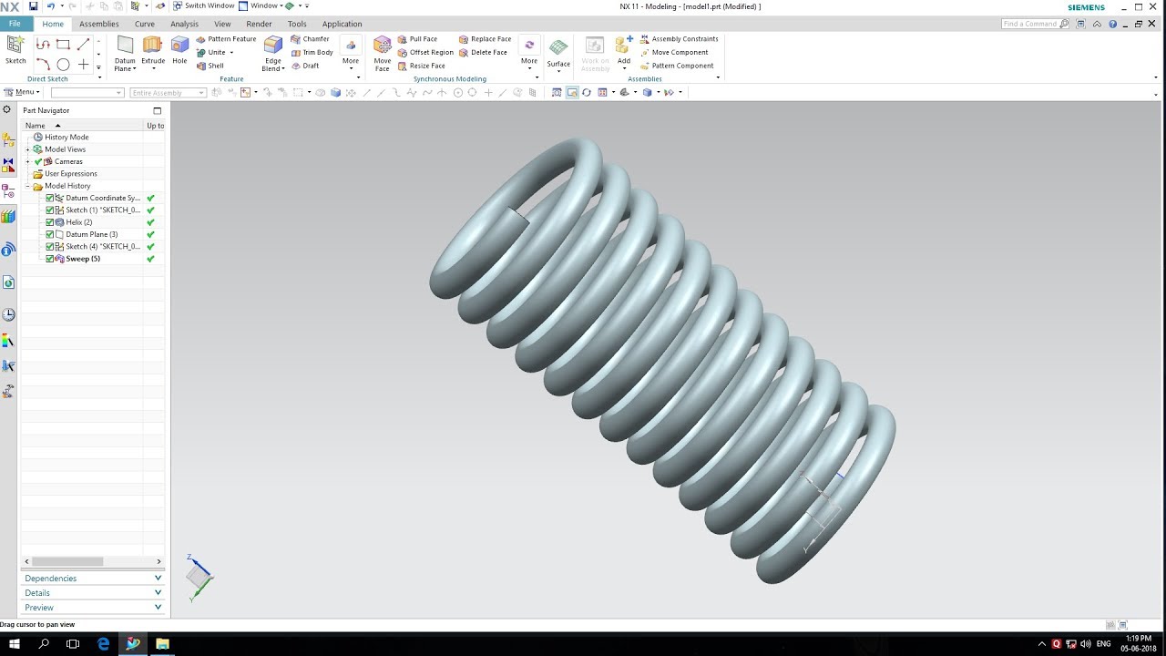 How to design of helical spring in NX (1080p)