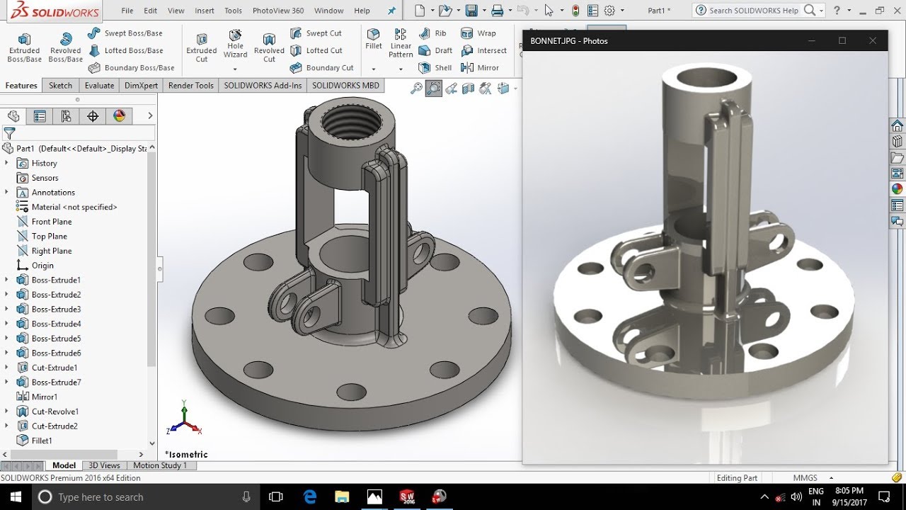 SDNR Valve Design | Complete Assembly | Part 2 - Bonnet | Solidworks Tutorials